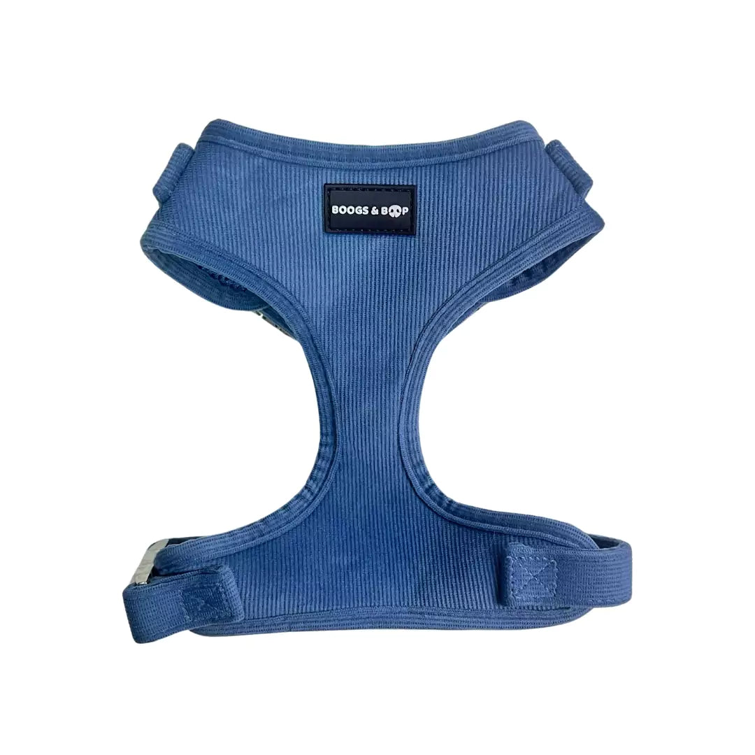 Shop Adjustable Corduroy Dog Harness - Steel Blue by Boogs & Boop.