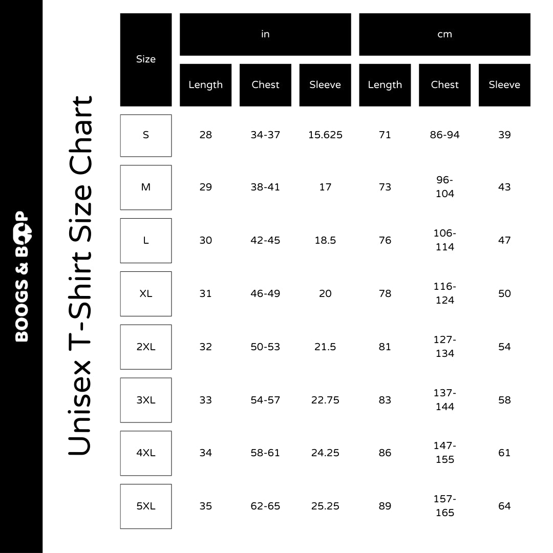 Beloved Breeds Bichon T-Shirt Size Guide Chart by Boogs & Boop.