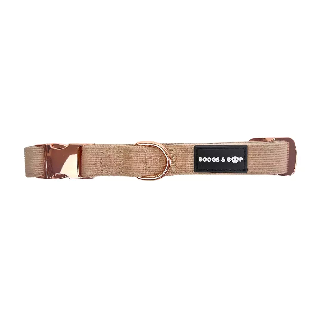 Shop Adjustable Corduroy Dog Collar - Champagne Beige by Boogs & Boop.