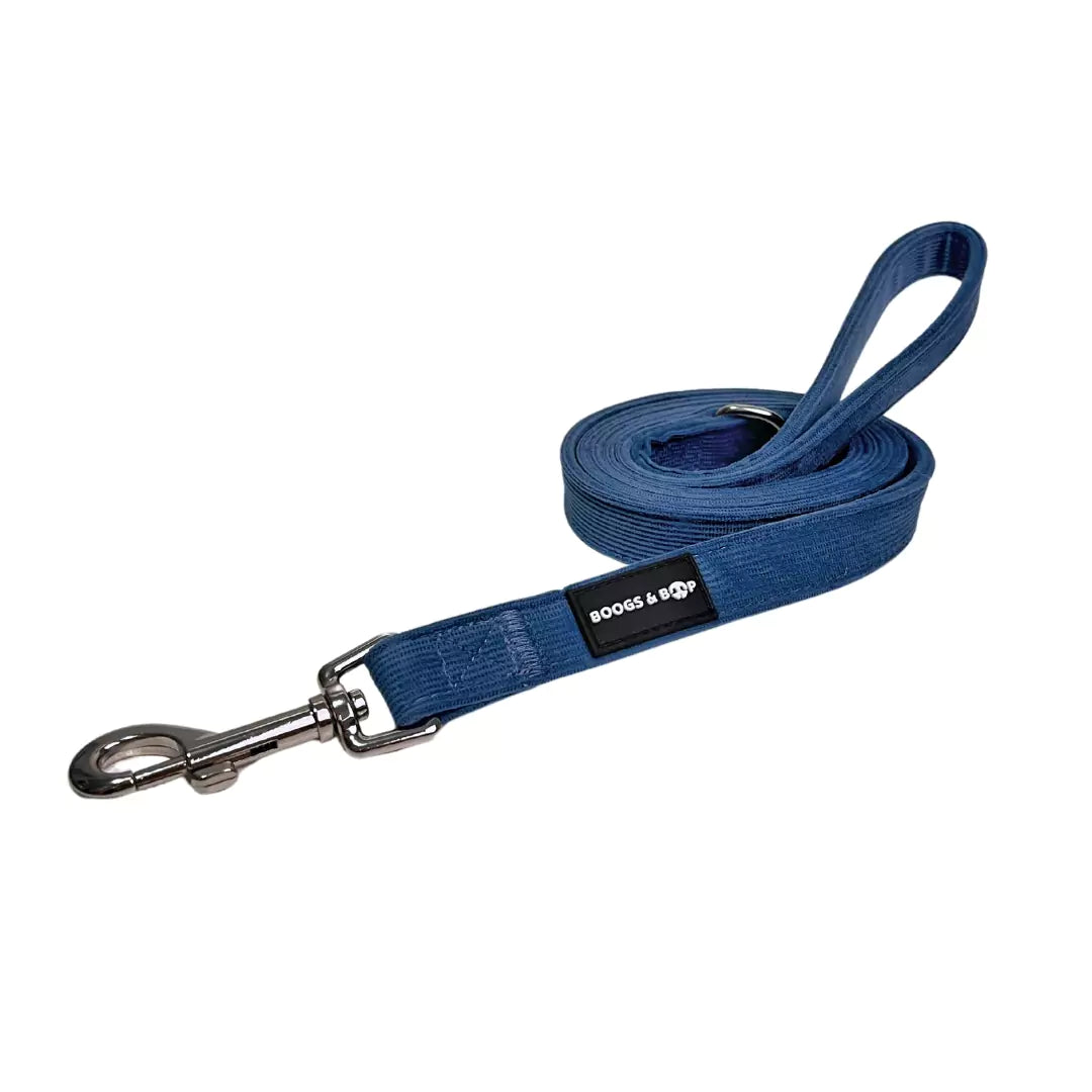 Shop Corduroy Flat Dog Leash - Steel Blue by Boogs & Boop.