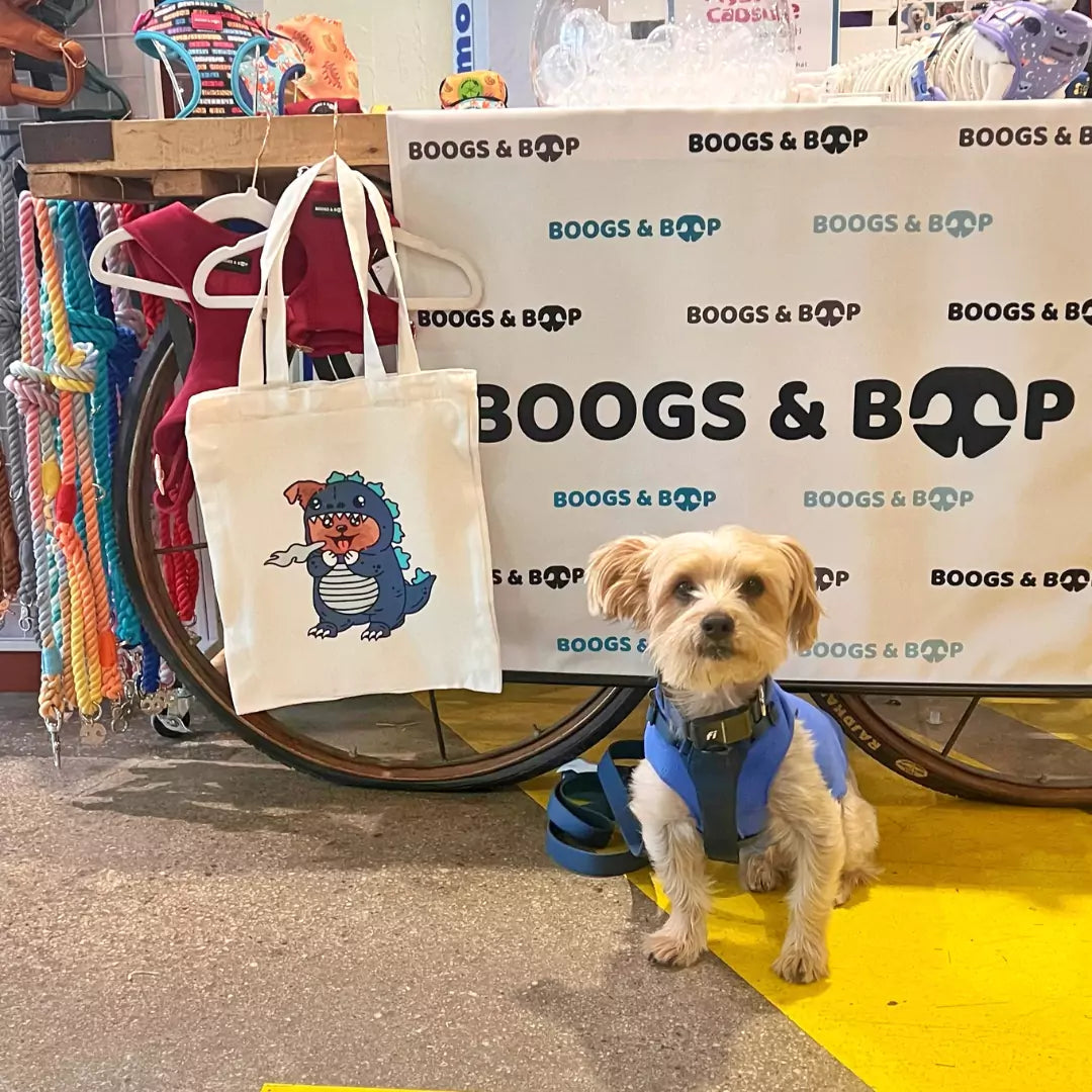 Customize Dogzilla Tote Bag by Boogs & Boop made for Louie the Yorkie.