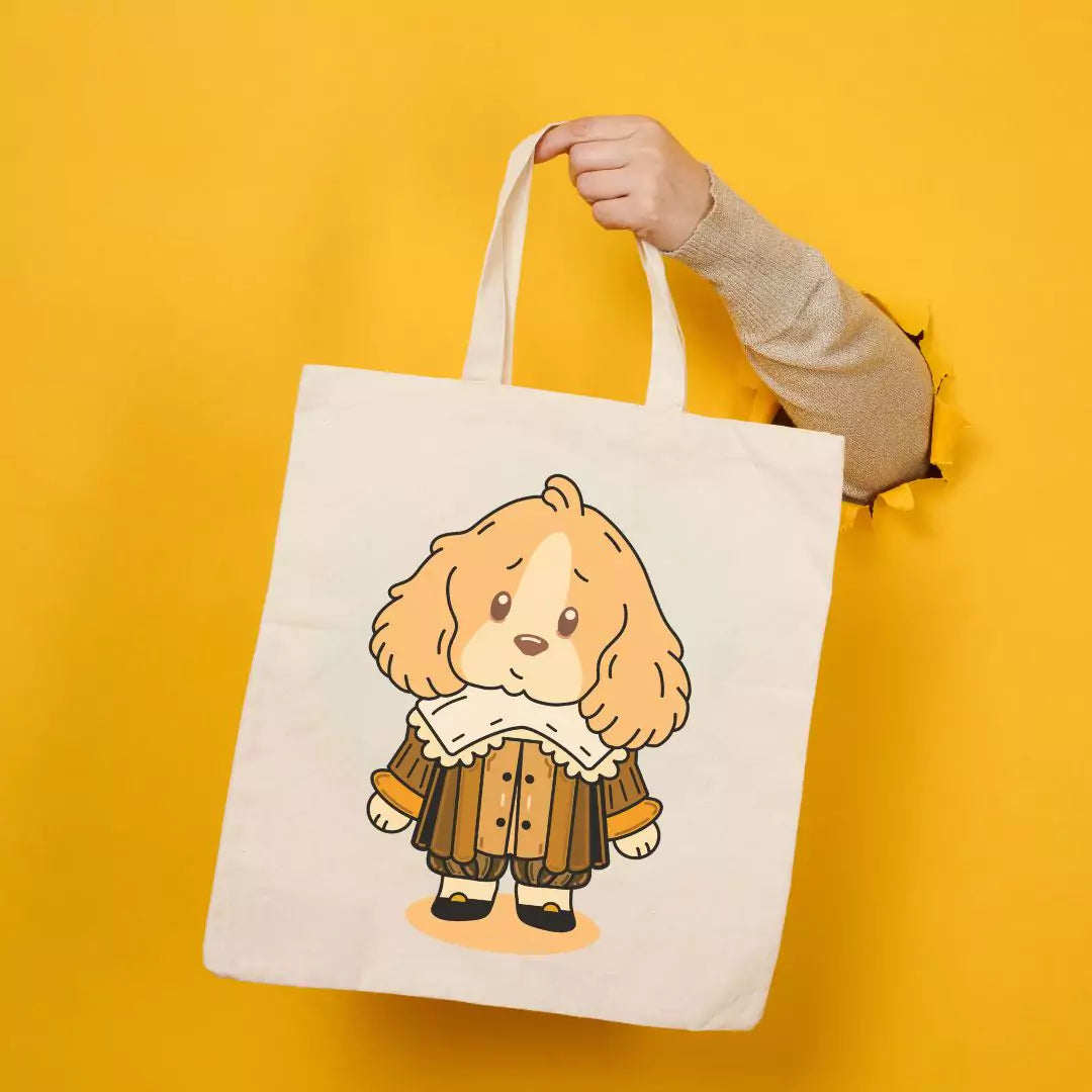 Shop Shakespearean Golden Cocker Spaniel Reusable Tote Bag by Boogs & Boop.