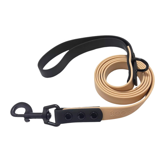 Shop BioThane Dog Leash - Onyx Black and Beige by Boogs & Boop.